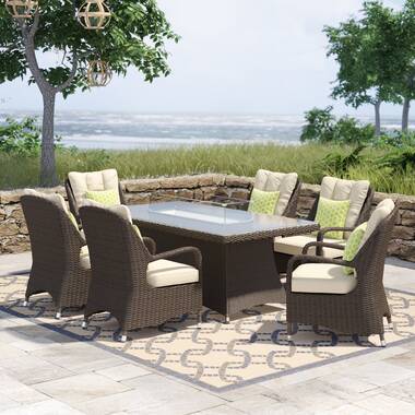 7 piece outdoor dining 2025 set with fire pit